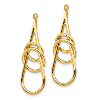 14k Yellow Gold Polished Fancy Teardrop Earring Jackets