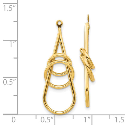 14k Yellow Gold Polished Fancy Teardrop Earring Jackets