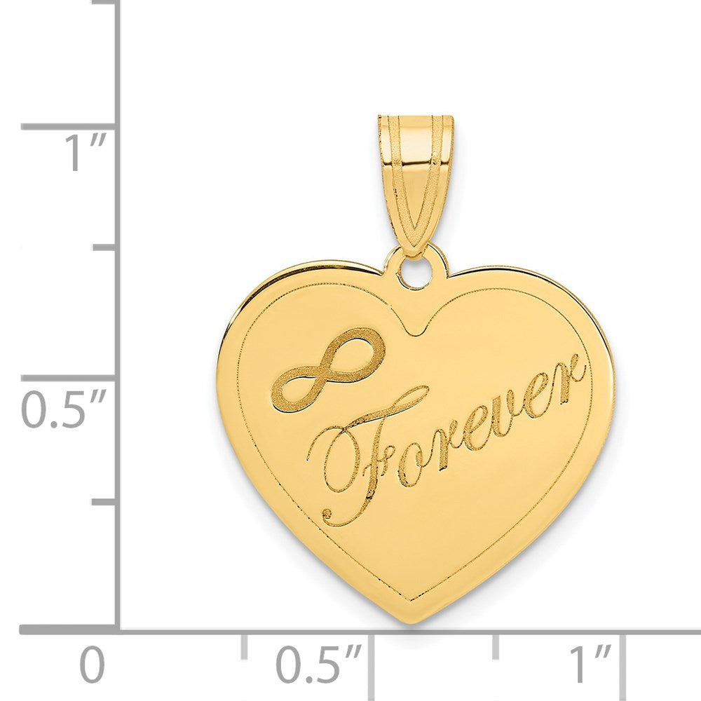 14k Yellow Gold Infinity FOREVER Laser Cut Charm Heart Pendant