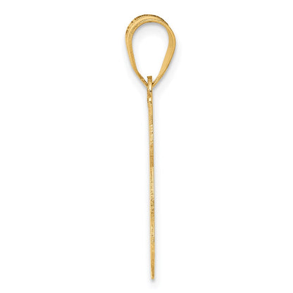 14k Yellow Gold Laser Cut Cat with Heart Charm