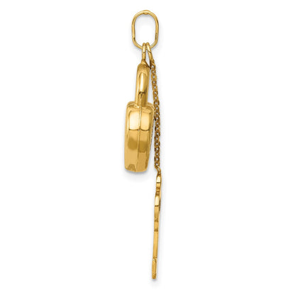 14k Yellow Gold Polished 3D Moveable Key and Lock Charm