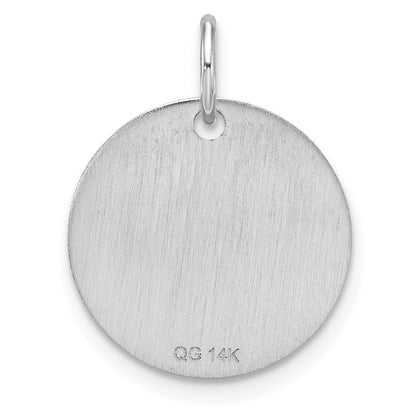 14k Yellow Gold Polished Black Enamel Letter W Initial Disk Charm