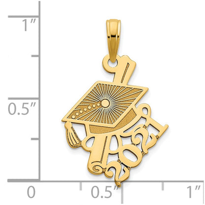 14k Yellow Gold Graduations Cap and Slanted Diploma 2021 Charm