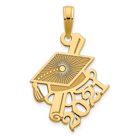 14k Yellow Gold Graduations Cap and Slanted Diploma 2021 Charm