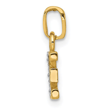 14k and Rhodium Polished .01ct Diamond Initial E Charm