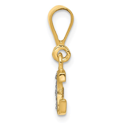 14k and Rhodium Polished .01ct Diamond Initial G Charm