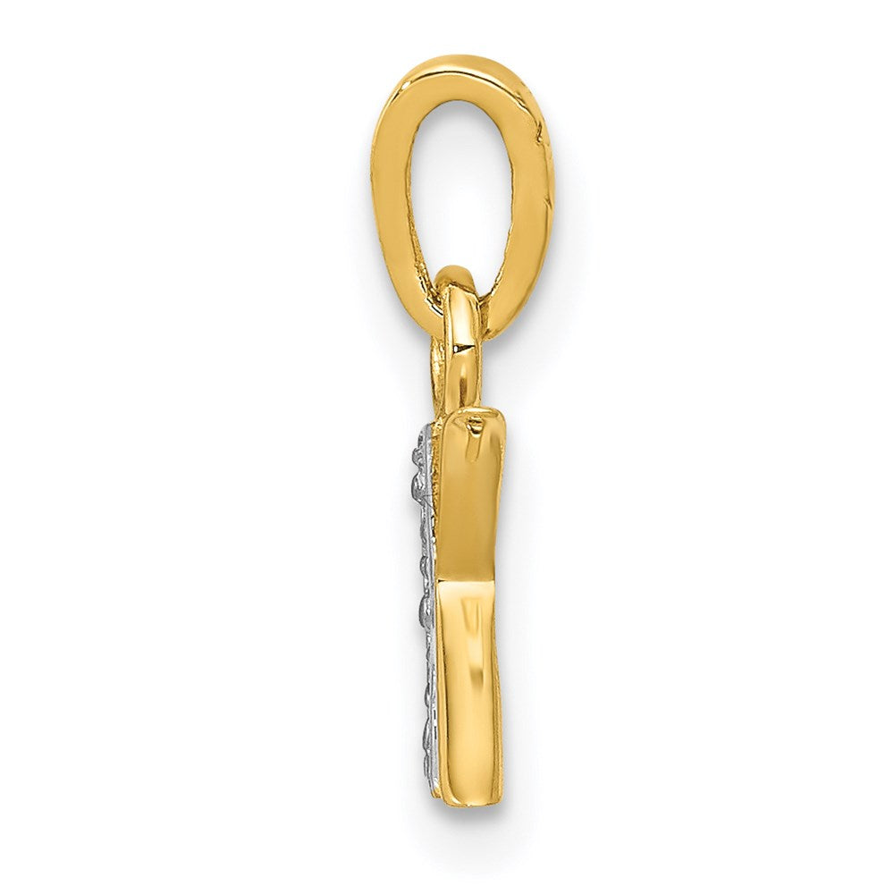 14k and Rhodium Polished .01ct Diamond Initial K Charm