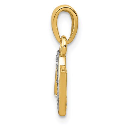 14k and Rhodium Polished .01ct Diamond Initial N Charm