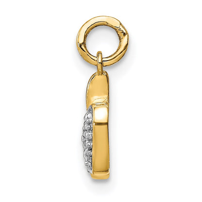 Natural Diamond Apple Charm in 14k Yellow Gold