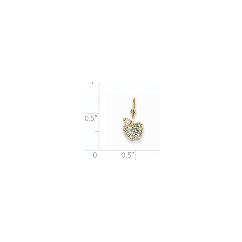 Natural Diamond Apple Charm in 14k Yellow Gold