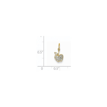 Natural Diamond Apple Charm in 14k Yellow Gold