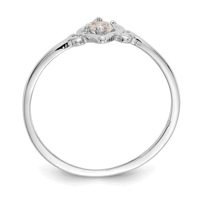 14K White Gold Topaz Birthstone Heart Ring
