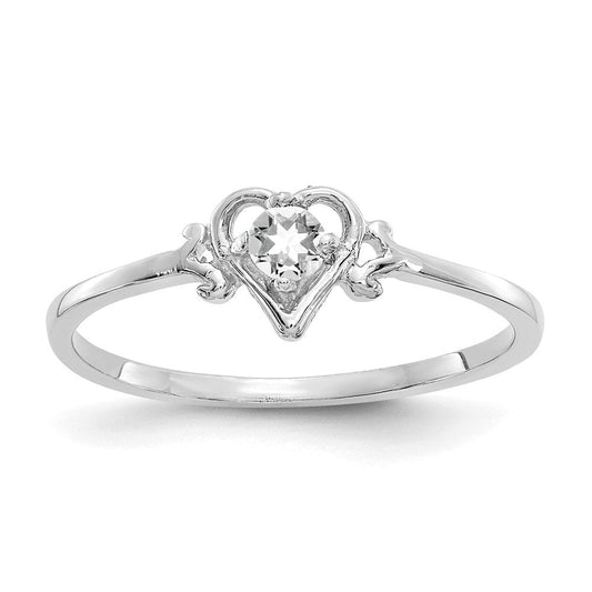 14K White Gold Topaz Birthstone Heart Ring