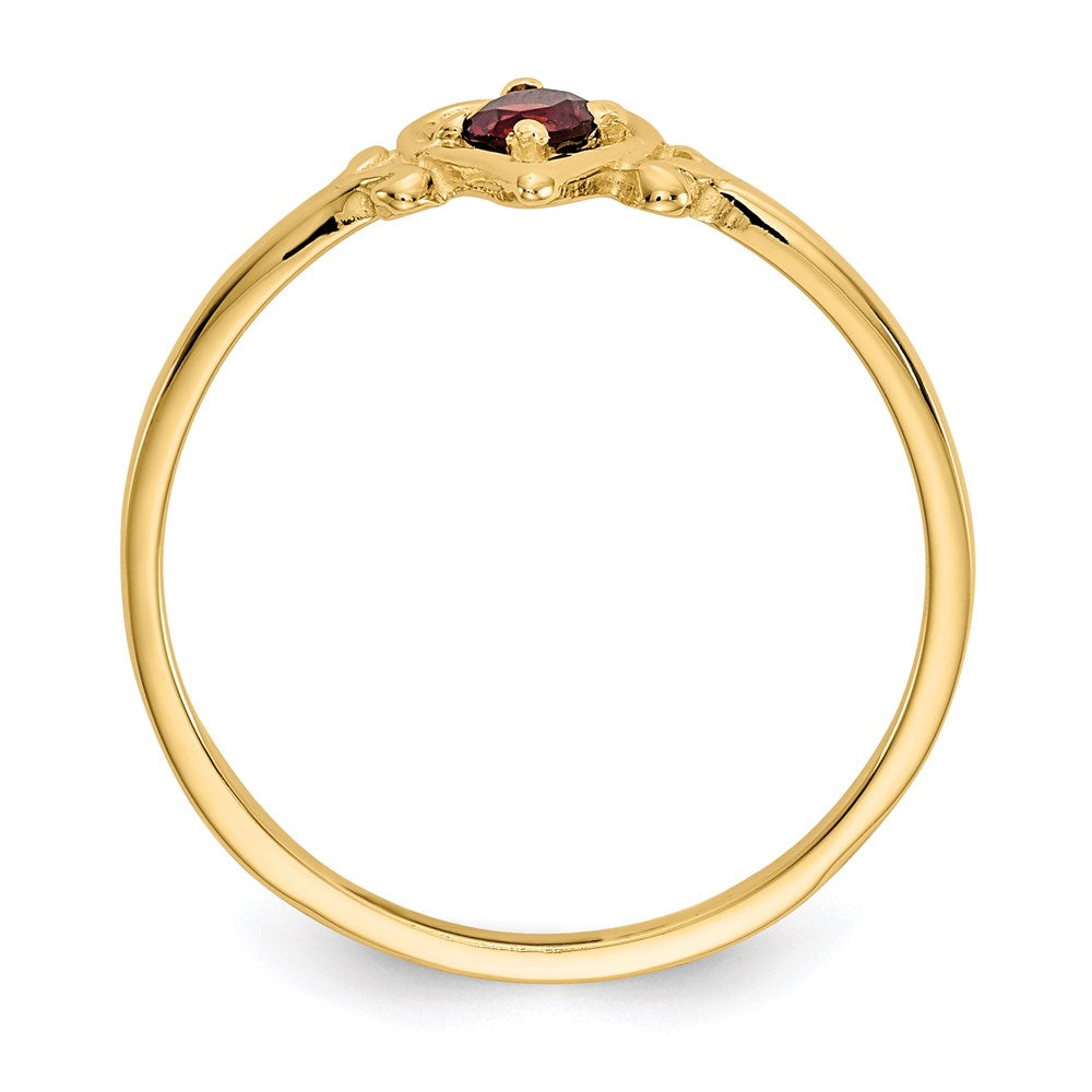 14K Yellow Gold Garnet Birthstone Heart Ring