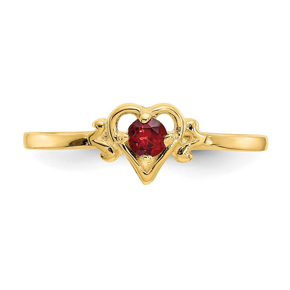 14K Yellow Gold Garnet Birthstone Heart Ring