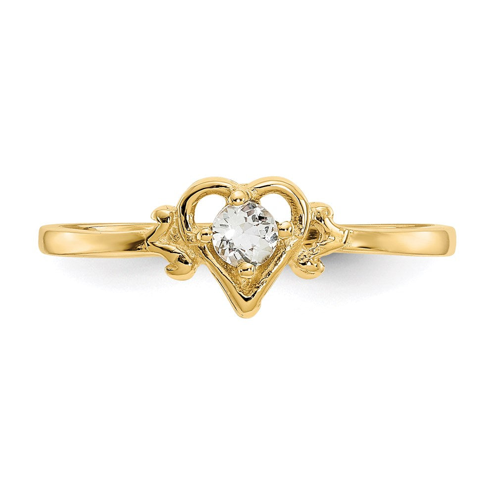 14K Yellow Gold Aquamarine Birthstone Heart Ring