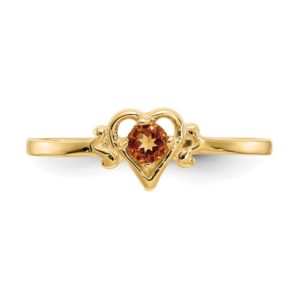 14K Yellow Gold Citrine Birthstone Heart Ring
