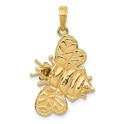 14k Yellow Gold Enameled 3-D Bumblebee Pendant
