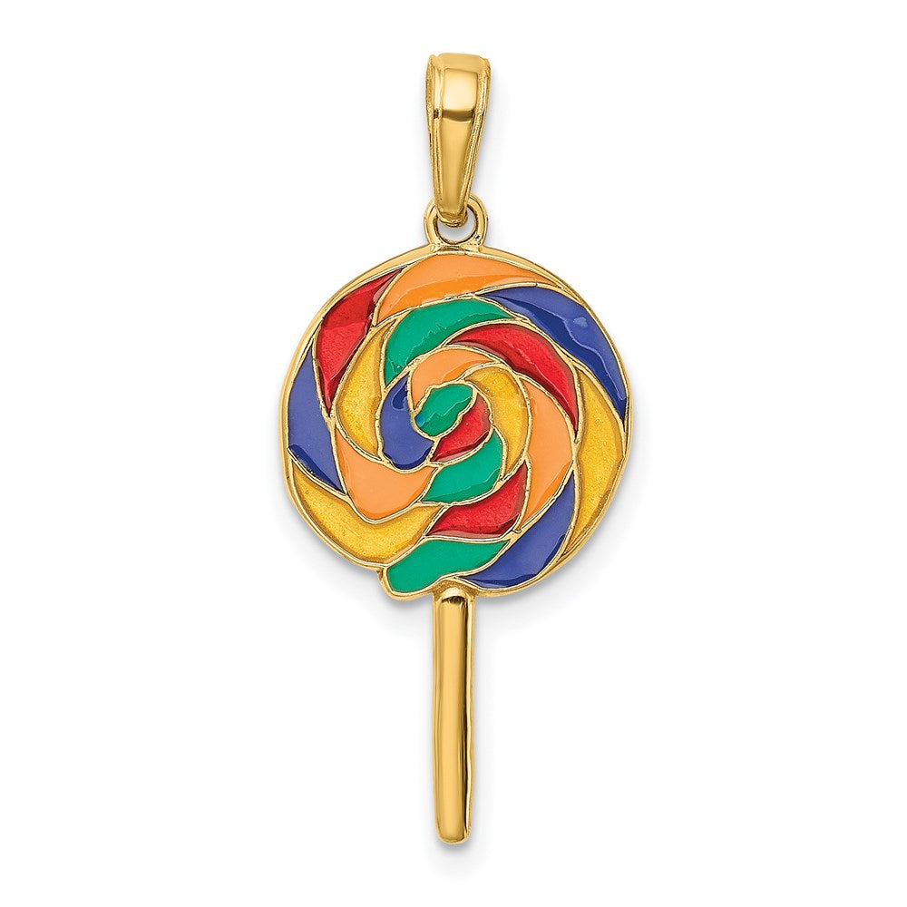 14k Yellow Gold 3D Enameled Lollipop Pendant