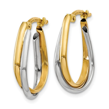14k Two-tone Gold Double Hoop Earring