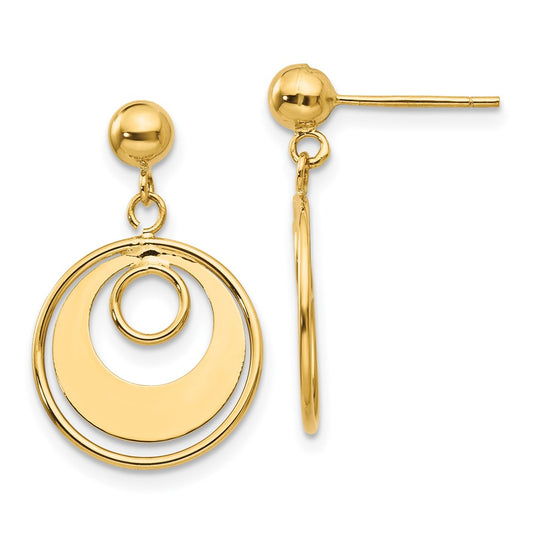 14k Yellow Gold Circle Post Earrings