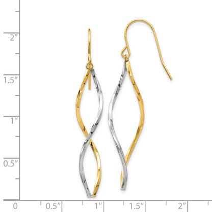 14k Two-tone Gold Twist Dangle Earrings
