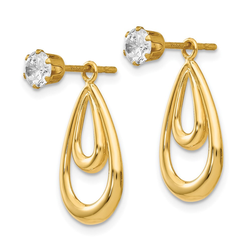 14k Yellow Gold Polished w/CZ Stud Earring Jackets