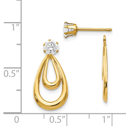 14k Yellow Gold Polished w/CZ Stud Earring Jackets