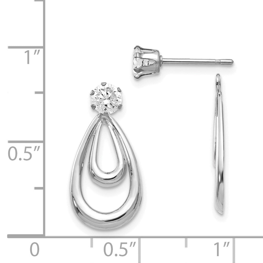 14k White Gold Polished w/CZ Stud Earring Jackets