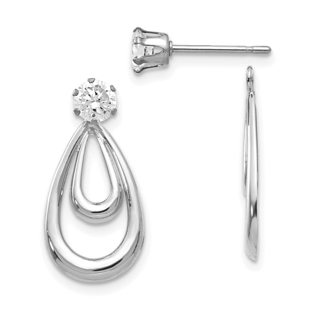 14k White Gold Polished w/CZ Stud Earring Jackets