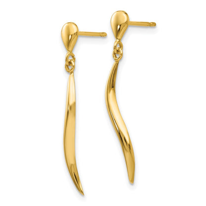 14k Yellow Gold Polished Fancy Dangle Post Earrings