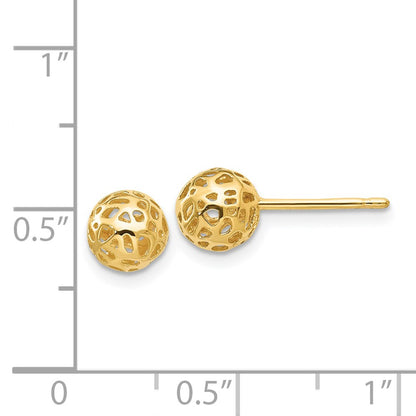 14k Yellow Gold Fancy Ball Post Earrings