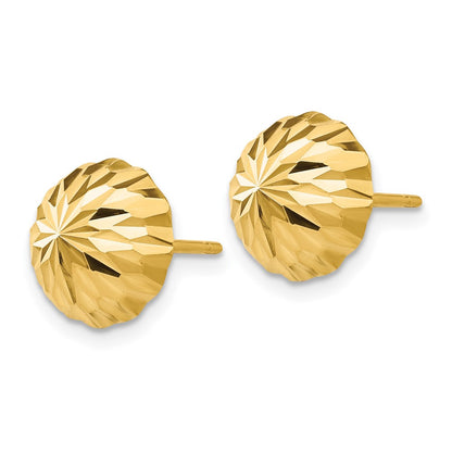 14k Yellow Gold Gold Diamond-cut 10mm Domed Post Earrings