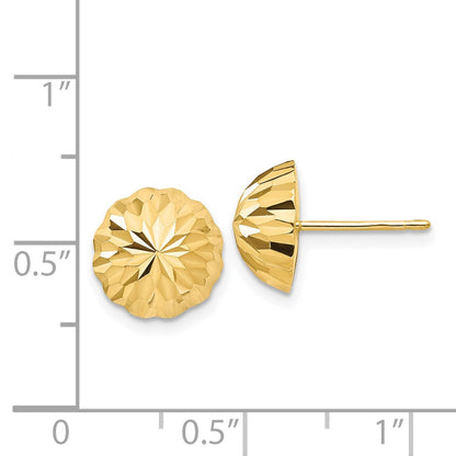 14k Yellow Gold Gold Diamond-cut 10mm Domed Post Earrings