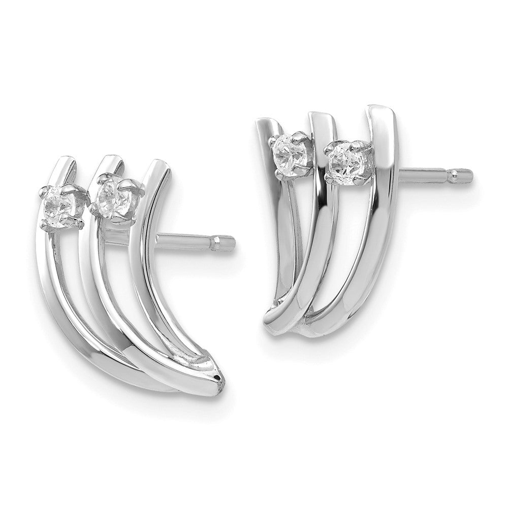 14k White Gold White Polished Fancy CZ Post Earrings