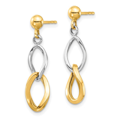 14k Two-tone Gold Dangle Post Earrings