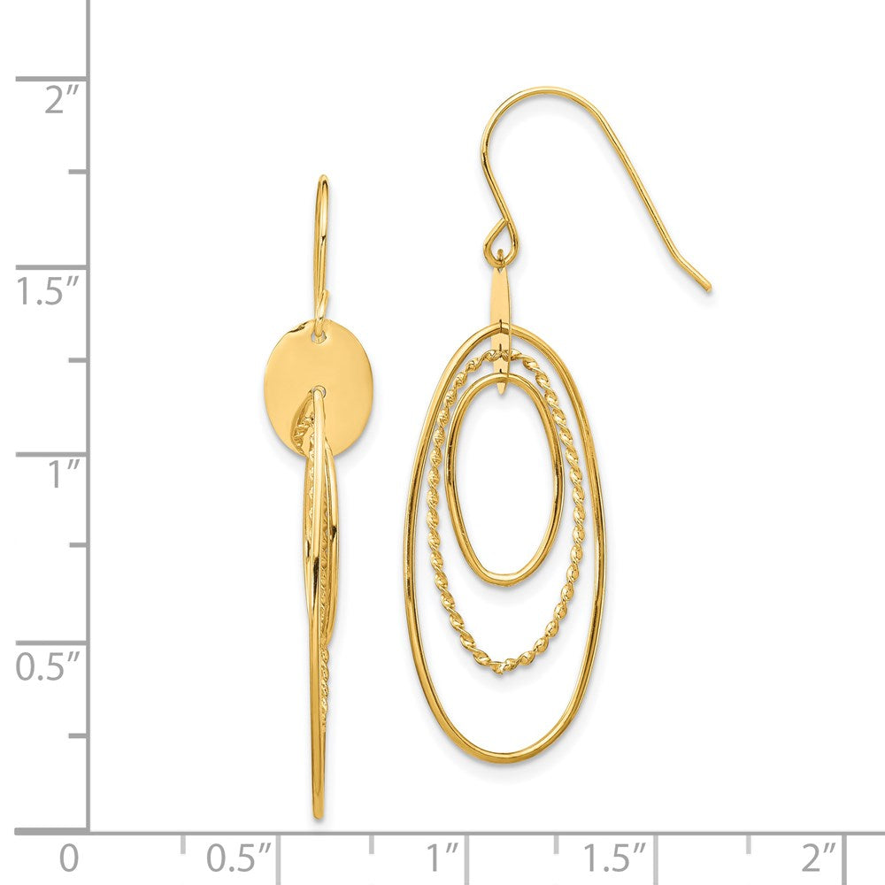 14k Yellow Gold Oval Dangle Earrings
