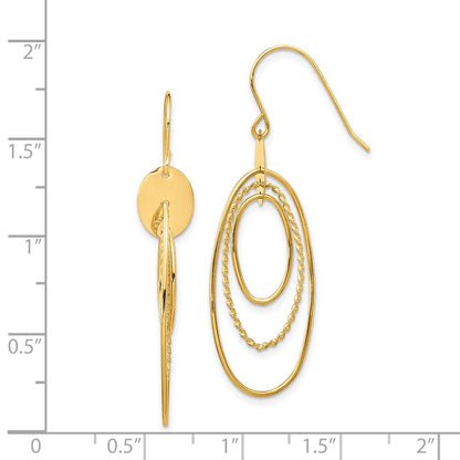 14k Yellow Gold Oval Dangle Earrings