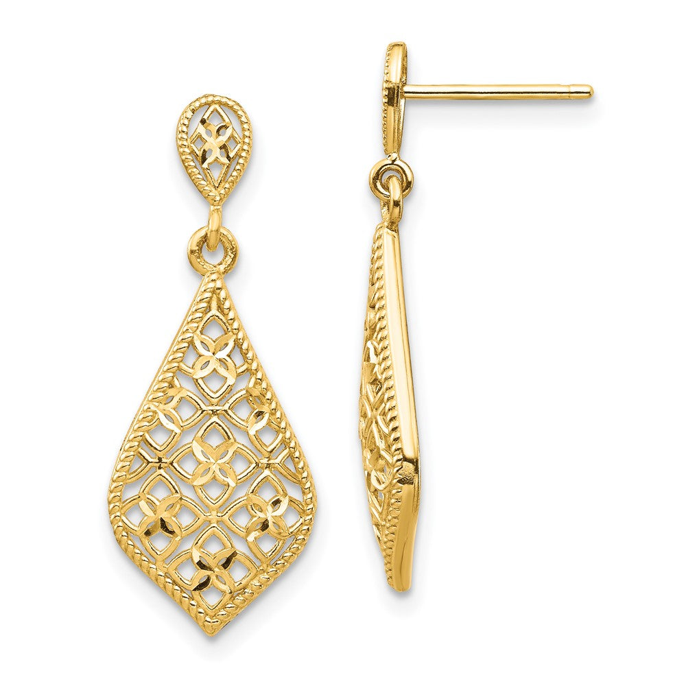 14k Yellow Gold Fancy Dangle Post Earrings