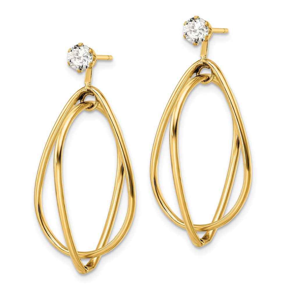 14k Yellow Gold Earring Jackets w/Surgical Stainless Steel CZ Stud Earrings