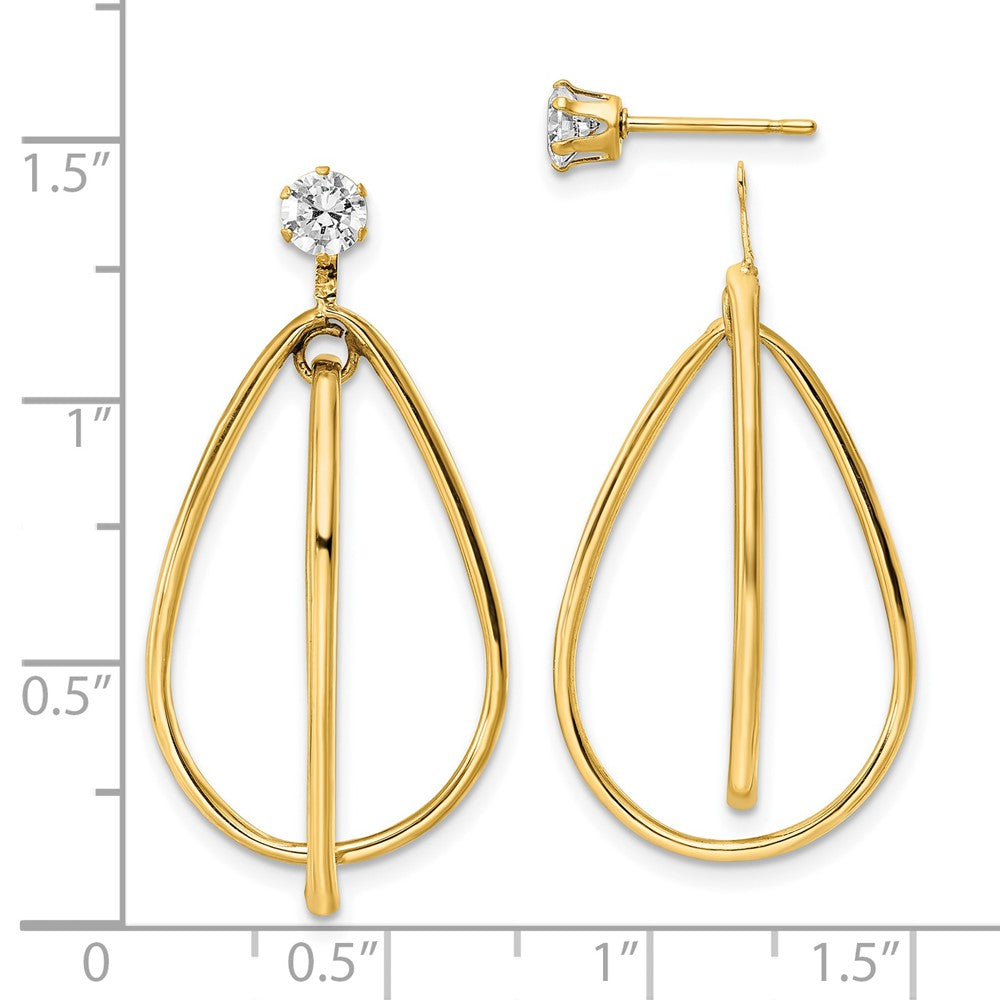 14k Yellow Gold Earring Jackets w/Surgical Stainless Steel CZ Stud Earrings