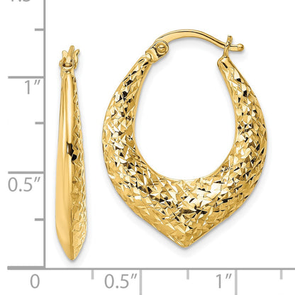 14k Yellow Gold D/C Hoop Earring