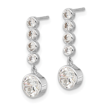 14k White Gold CZ Post Dangle Earrings