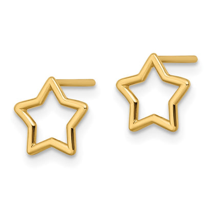 14k Yellow Gold Polished Star Stud Post Earrings