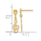 14k Yellow Gold Polished Treble Clef Dangle Earrings
