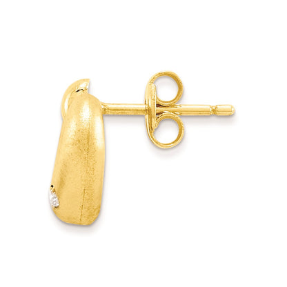 14k Yellow Gold Polished & Satin Heart with CZ Post Earrings