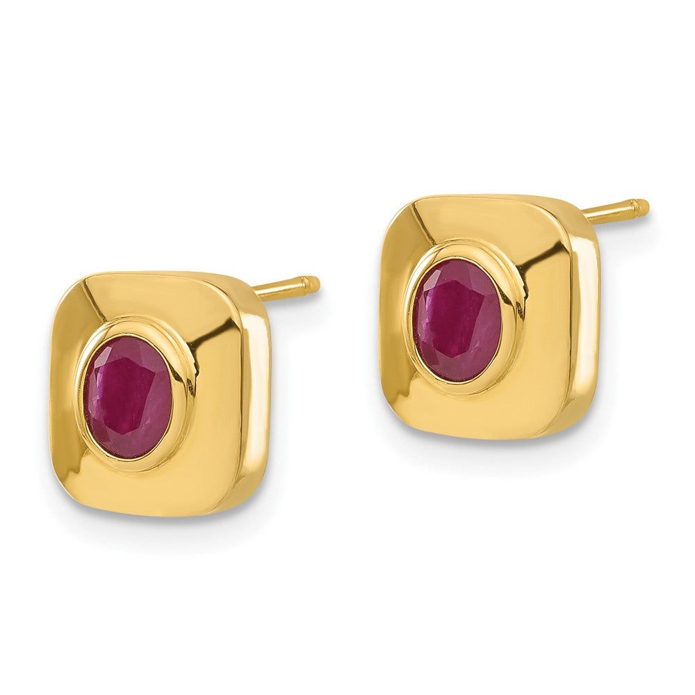 14k Yellow Gold Ruby Post Earrings