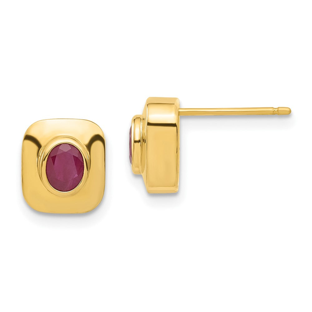 14k Yellow Gold Ruby Post Earrings