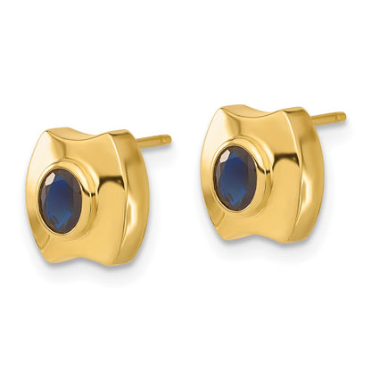 14k Yellow Goldy Sapphire Post Earrings