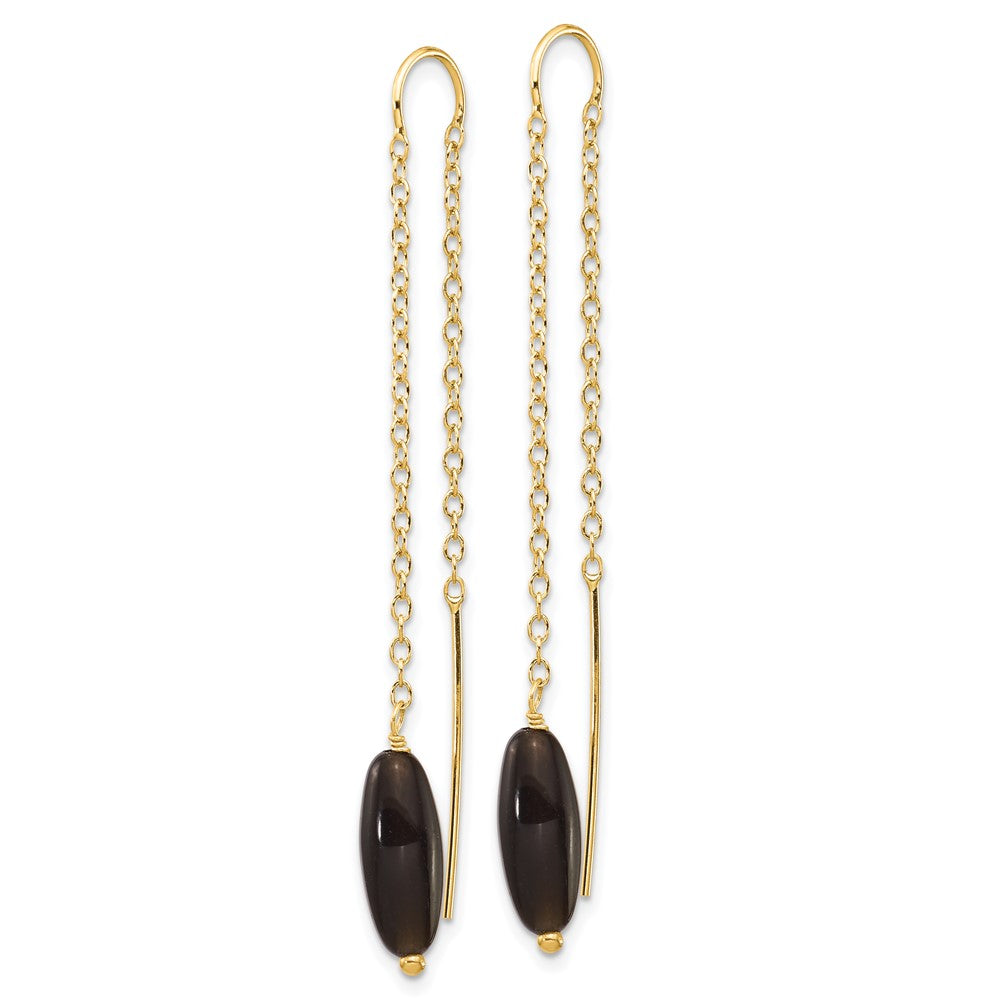 14k Yellow Gold Onyx with U Threader Earrings